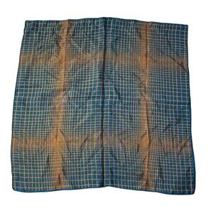 VTG Square Scarf Mustard Gold Hunter Green Plaid 27" X 27" Unbranded